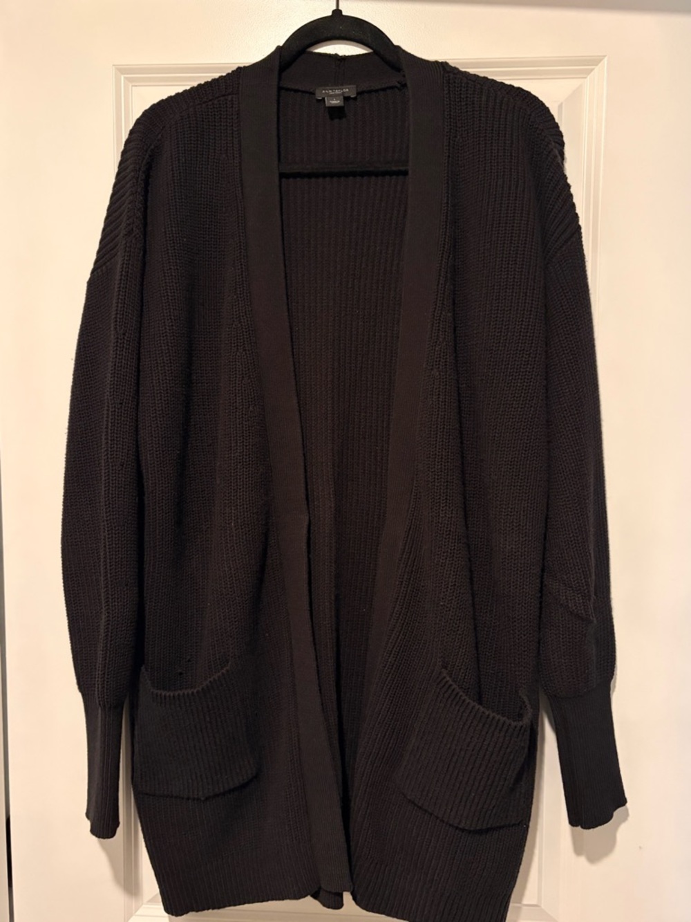 Ann Taylor Black Ribbed Knit Cardigan